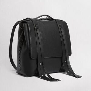Allsaints Fin Leather Backpack (and Crossbody) Black